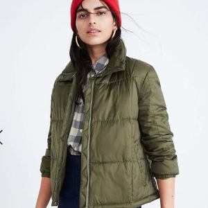 Madewell Packable Puffer Jacket - Olive Green